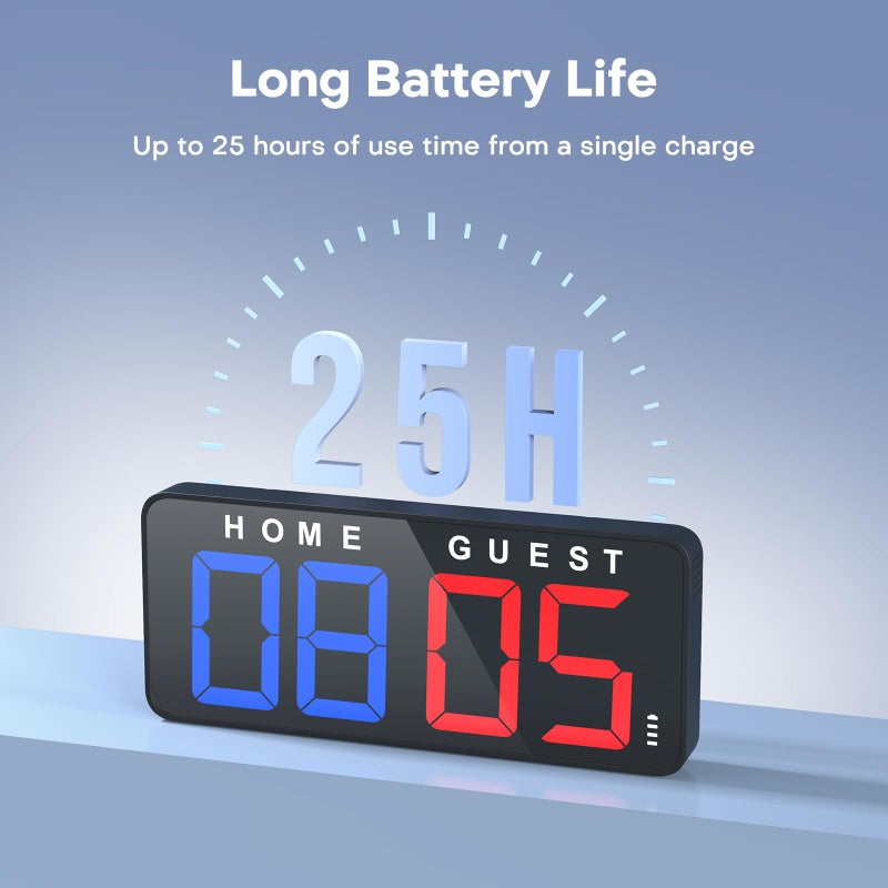 ANJANK 11 Large Digital LED Scoreboard Electronic Score Keeper Clock  Countdown/up  with Powerful Battery  4 Mounting Options  for Corn Hole/Ping Pong/Table Tennis Sports  Indoor & Outdoor Games - Image 4